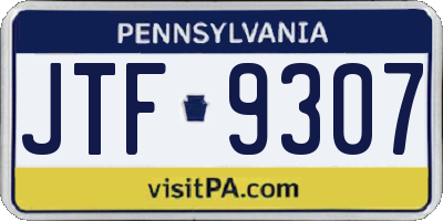 PA license plate JTF9307