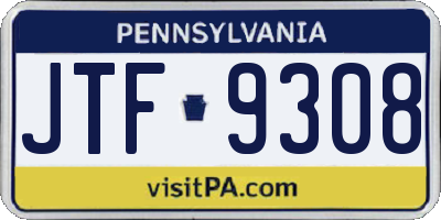 PA license plate JTF9308