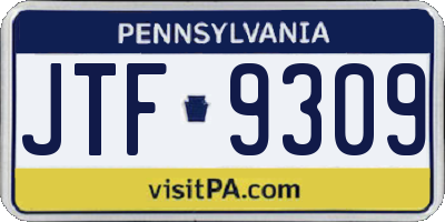 PA license plate JTF9309