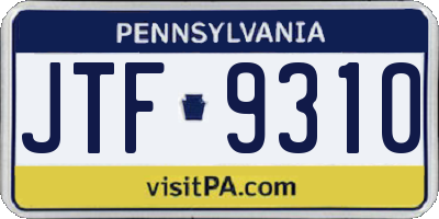 PA license plate JTF9310