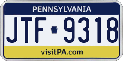 PA license plate JTF9318