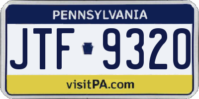 PA license plate JTF9320