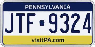 PA license plate JTF9324