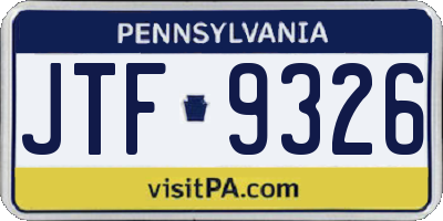 PA license plate JTF9326
