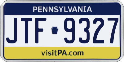 PA license plate JTF9327