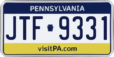 PA license plate JTF9331
