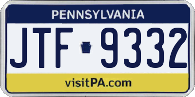 PA license plate JTF9332