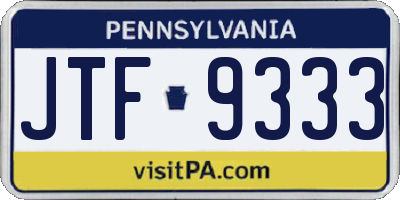PA license plate JTF9333