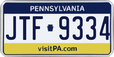 PA license plate JTF9334