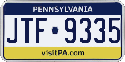 PA license plate JTF9335