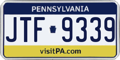 PA license plate JTF9339