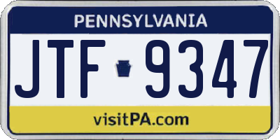 PA license plate JTF9347
