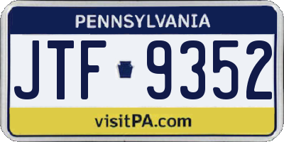 PA license plate JTF9352