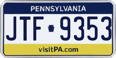 PA license plate JTF9353