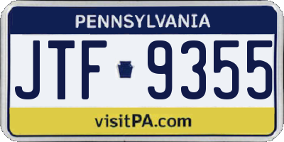 PA license plate JTF9355