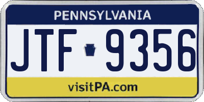 PA license plate JTF9356