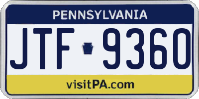 PA license plate JTF9360
