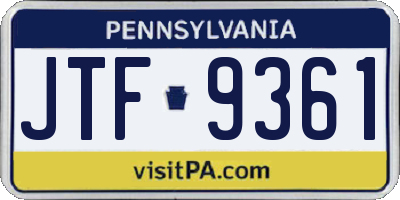 PA license plate JTF9361