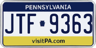 PA license plate JTF9363