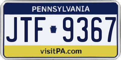 PA license plate JTF9367