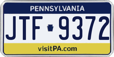 PA license plate JTF9372