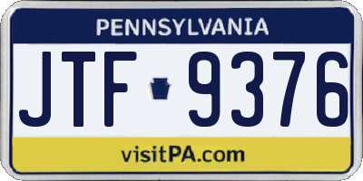 PA license plate JTF9376