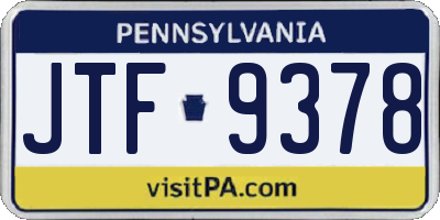 PA license plate JTF9378