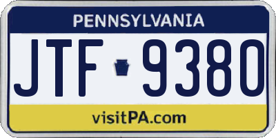 PA license plate JTF9380