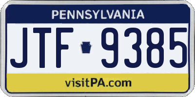 PA license plate JTF9385