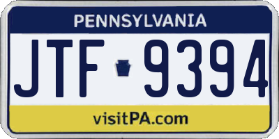 PA license plate JTF9394