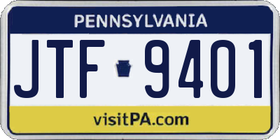 PA license plate JTF9401
