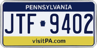 PA license plate JTF9402