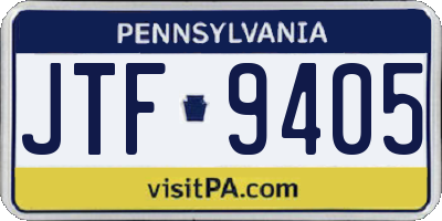 PA license plate JTF9405