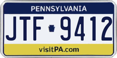 PA license plate JTF9412