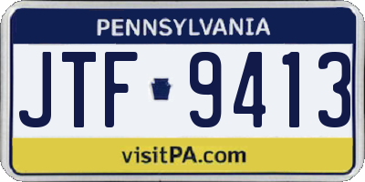 PA license plate JTF9413
