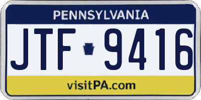 PA license plate JTF9416