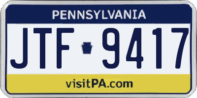 PA license plate JTF9417