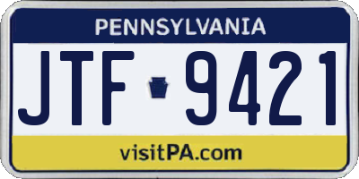 PA license plate JTF9421