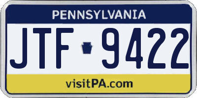 PA license plate JTF9422