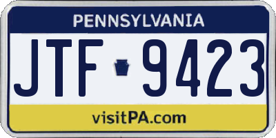 PA license plate JTF9423