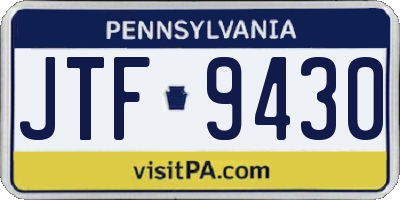 PA license plate JTF9430