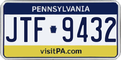 PA license plate JTF9432