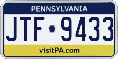 PA license plate JTF9433