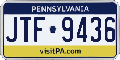 PA license plate JTF9436