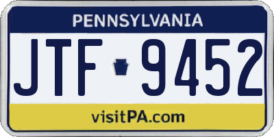 PA license plate JTF9452