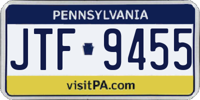 PA license plate JTF9455