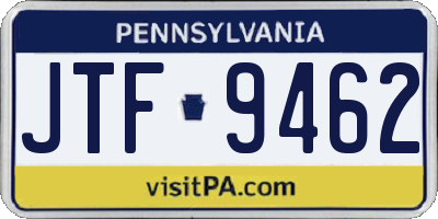 PA license plate JTF9462