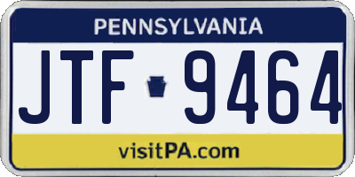 PA license plate JTF9464