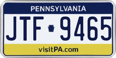 PA license plate JTF9465