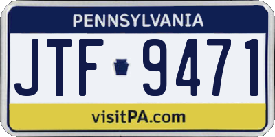 PA license plate JTF9471